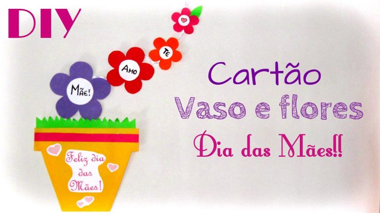 Passo a passo Cartão Flores e Vaso para imprimir – Dia das Mães – DIY Mother's Day Card