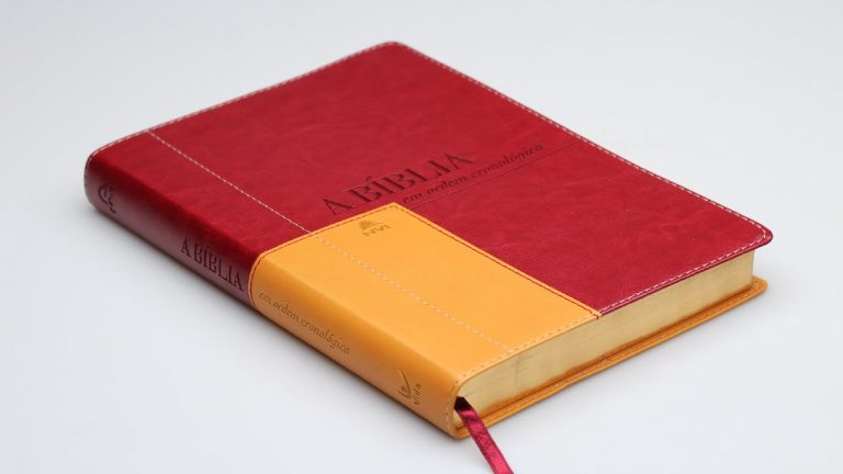 Bíblia Ordem Cronológica | NVI | Letra Normal | Vermelha | Mostarda – Livrarias Família Cristã