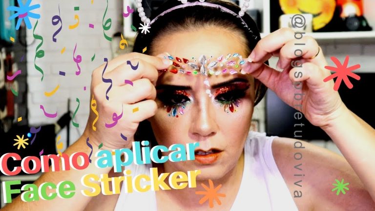 Maquiagem de carnaval rápida usando face sticker, com pedras, glitter e tranças coloridas
