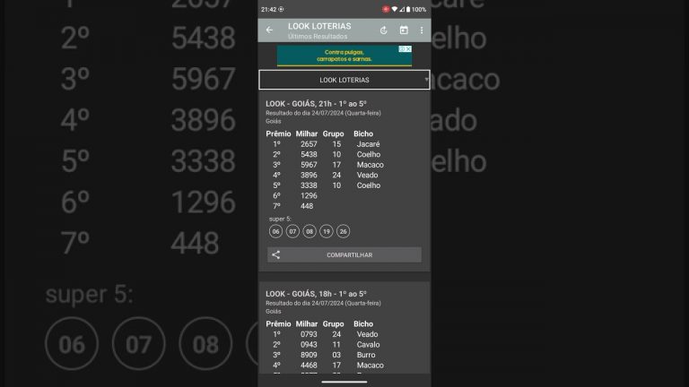 🍀 RESULTADO DO JOGO DO BICHO LOOK GOIÁS DAS 21 HORAS DE HOJE DIA 24.07.24 🍀