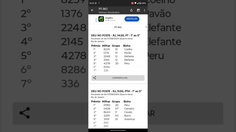 🍀 RESULTADO DO JOGO DO BICHO PT RIO DAS 14 HORAS DE HOJE DIA 07.08.24 🍀