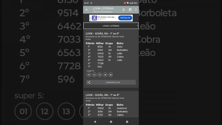 🍀 RESULTADO DO JOGO DO BICHO LOOK GOIÁS DAS 16 HORAS DE HOJE DIA 15.08.24 🍀