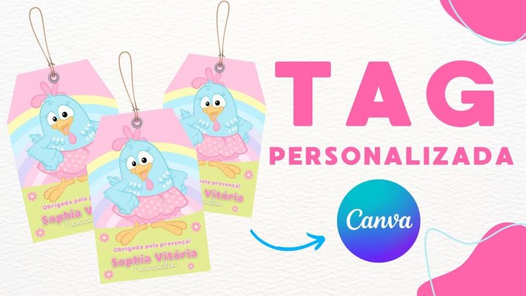 Como Fazer Tag de Agradecimento no CANVA gratuito | Galinha Pintadinha