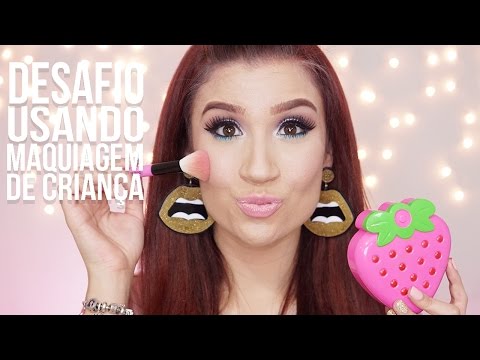 DESAFIO USANDO MAQUIAGEM DE CRIANÇA | FULL FACE USING ONLY KIDS MAKEUP Challenge