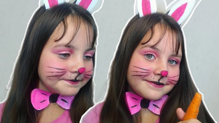 Maquiagem de coelho da Páscoa para crianças. Feliz Páscoa.