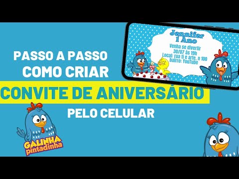 Passo a Passo de Como Criar CONVITE DE ANIVERSÁRIO pelo Celular Galinha Pintadinha [ App Canva ]