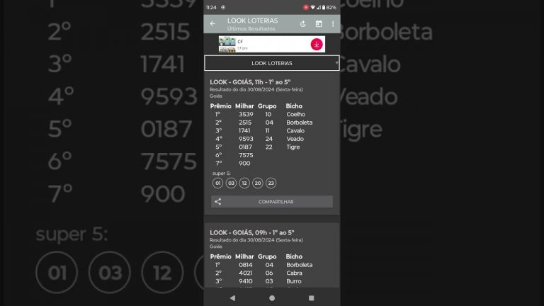 🍀 RESULTADO DO JOGO DO BICHO LOOK GOIÁS DAS 11 HORAS DE HOJE DIA 30.08.24 🍀