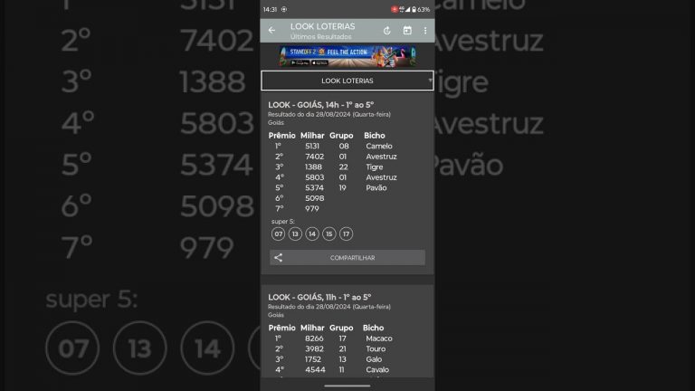 🍀 RESULTADO DO JOGO DO BICHO LOOK GOIÁS DAS 14 HORAS DE HOJE DIA 28.08.24 🍀