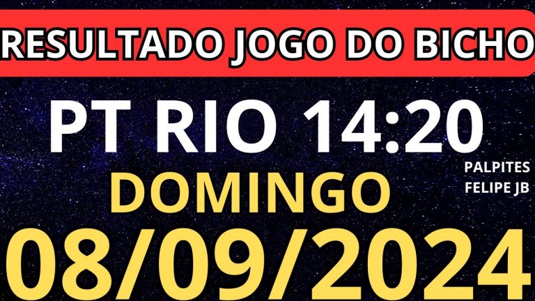 RESULTADO AO VIVO JOGO DO BICHO PT RIO 14:20 horas hoje ao vivo 08/09/2024 – domingo