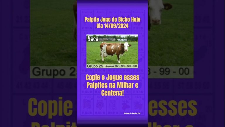 ✅[Fácil] Palpite do Jogo do Bicho para Hoje – Dia 14/09/24 #shorts