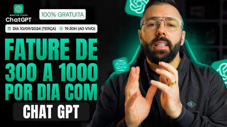 🔴 Ao Vivo – Como Fazer de 300,00 a 1000 por dia com o Chat GPT e Outras Inteligências Artificiais