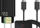 Carregador Turbo 45W + Cabo USB-C de 1m – Carregamento Rápido e Eficiente para iOS, Android, Tablets e Todos os Dispositivos com USB Tipo-C – Tecnologia GaN, Segurança Garantida