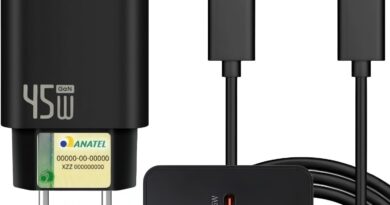 Carregador Turbo 45W + Cabo USB-C de 1m – Carregamento Rápido e Eficiente para iOS, Android, Tablets e Todos os Dispositivos com USB Tipo-C – Tecnologia GaN, Segurança Garantida