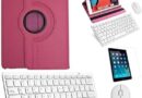 Capa Rosa, Teclado Mouse Branco, Pel para Xiaomi Pad 5 11″