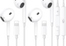 2 unidades de fones de ouvido com fio para iPhone com microfone e controle de volume, fones de ouvido compatíveis com iPhone 14/13/12/11/XR/XS/X/8/7/SE/Pro/Pro Max/suporta todos os sistemas iOS.
