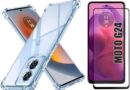 [GL CASES] Kit Capinha Case Capa Silicone Transparente Anti Impacto + Película De Vidro 3D Para Motorola Moto G24