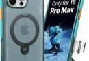 TORRAS Capa Ostand Q3 Air para iPhone 16 Pro Max com suporte magnético 360, adequada para MagSafe, teste de queda de nível militar, botão de controle de câmera, capa de telefone à prova de choque para