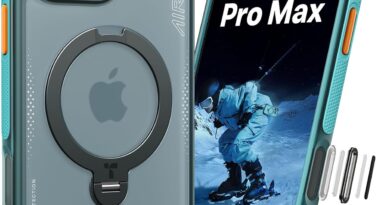 TORRAS Capa Ostand Q3 Air para iPhone 16 Pro Max com suporte magnético 360, adequada para MagSafe, teste de queda de nível militar, botão de controle de câmera, capa de telefone à prova de choque para