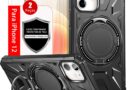 Capa Capinha Case Compativel Com iPhone 12 e 2 peças De Vidro Temperado À Prova De Suor Esportivo Suporte Magnético Para Carro Resistente A Quedas à Prova De Choque à Prova De Poeira