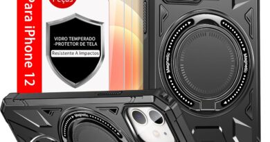 Capa Capinha Case Compativel Com iPhone 12 e 2 peças De Vidro Temperado À Prova De Suor Esportivo Suporte Magnético Para Carro Resistente A Quedas à Prova De Choque à Prova De Poeira