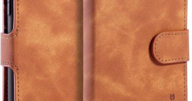 UEEBAI Capa para iPhone 11, luxuosa capa de couro PU carteira vintage capa flip capa interna TPU [compartimentos para cartões] [fecho magnético] função de suporte fólio à prova de choque proteção