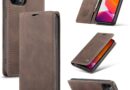 Cracedily Capa para iPhone 12 Pro Max, capa de couro tipo carteira flip com suporte para cartão, fecho magnético, à prova de choque, capa protetora para iPhone 12 Pro Max, café