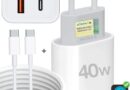 Kit Carregador Super Turbo 40W Porta Dupla (USB-A + USB-C) + Cabo USB e Tipo-C, Compatível com Todos Dispositivos, Iphone 15/16 IOS Android Galaxy, Tablets, Notebooks, Linha Premium