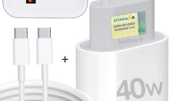 Kit Carregador Super Turbo 40W Porta Dupla (USB-A + USB-C) + Cabo USB e Tipo-C, Compatível com Todos Dispositivos, Iphone 15/16 IOS Android Galaxy, Tablets, Notebooks, Linha Premium