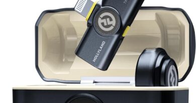 Hollyland Lark M2 Microfone de Lapela Sem Fio, Certificado MFi com Cancelamento de Ruído Inteligente, Iphone11/12/13/14, Transmissão Sem Fio de 300M, 30H Duração de Bateria, Ideal para Vlog-Preto