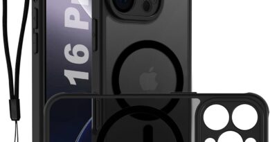 USTIYA Magnética Capa para iPhone 16 Pro 6,3 polegadas Case Matte Acrílico Uso Resistente Protetora de Câmera Capinha Acessórios para Celular com Cordão Preto FGCX