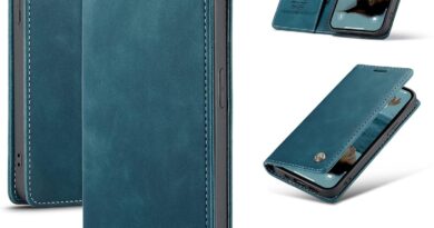 Cracedily Capa para iPhone 13 Pro Max, Flip de Couro PU Azul-verde com Suporte para Cartão, Fecho Magnético e À Prova de Choque