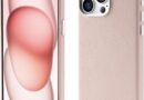 Capa de couro para iPhone, Compatível com MagSafe e carregamento sem fio, À prova d’água de choque e de sujeira, Botões de metal e moldura da câmera, Capa para iPhone (cor-de-rosa, iPhone 15)