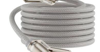 Basike Cabo USB-C 4 em 1, Tipo C Turbo 65W Ultra Rapido Reforçado com Conectores Lightning/Tipo-C/USB-A, Compatível com iPhone, Android, iPad, Tablet e Notebook, 1.2 Metro (Prata, Estilo Tegular)