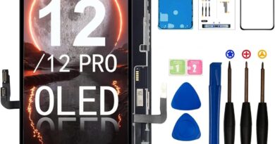 SIMDOG Kit de substituição de tela OLED para iPhone 12/12 Pro [NÃO LCD] Tela Full HD de 6,1 polegadas, digitalizador de tela sensível ao toque, montagem completa + ferramentas de reparo + protetor de