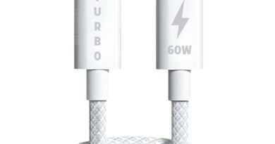 Cabo USB-C 60W trançado em nylon reforçado, compatível com celulares com entrada Tipo-C, carregamento rápido premium