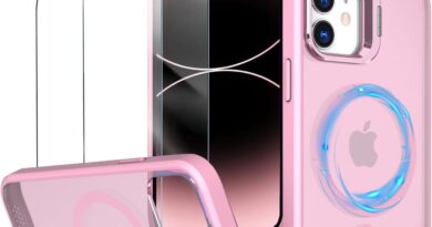 Capa magnética para iPhone 12 e 12 Pro Capinha – Inclui 2 protetores de tela [Suporte para celular] [Compatível com carregamento sem fio] Case Skin-touch para iPhone 12 e 12 Pro – Rosa