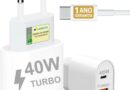 Carregador Turbo 40W Compatível iPhone 7 8 X XR XS 11 12 13 14 Pro Max Plus iPad iOS Cabo USB-C Lightning Duas Saídas USB-A Tipo-C Carga Rápida PD Ultra Resistente Premium Original Potente 10CLICK®