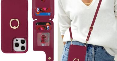 Lipvina Capa para iPhone 16 Pro Max com suporte para cartão e alça para mulheres, cordão transversal, suporte de anel, fecho de pressão, capas de carteira de telefone fofas de 6,9 polegadas (vermelho)