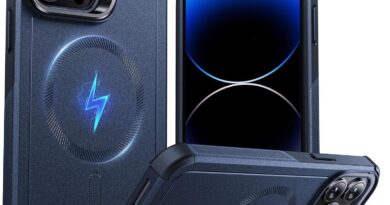 Capa ESR série Cyber para iPhone 13 Pro Max com suporte, proteção de nível militar contra quedas de 7 metros, capa magnética resistente, compatível com acessórios MagSafe, azul