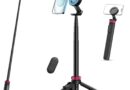 Ulanzi Tripé Magnético de 61 Polegadas com Controle Remoto para iPhone 15/14/13/12, Tripé Extensível, Suporte Portátil para Selfie/Foto/Vivo/Vlog, Rosa