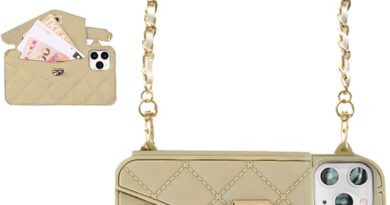 UnnFiko Capa tipo carteira compatível com iPhone 13 Pro Max, design bonito e leve de luxo, bolsa flip para cartão, capa de silicone macio com alça de ombro longa (cáqui, iPhone 13 Pro Max)