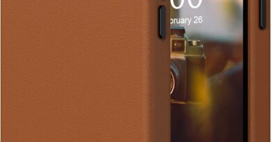 SURPHY Capa compatível com iPhone 13 Mini, capa de telefone de couro sintético premium (com botões metálicos e forro de microfibra) para 13 Mini (5,4 polegadas 2021), marrom